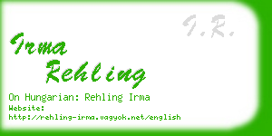 irma rehling business card